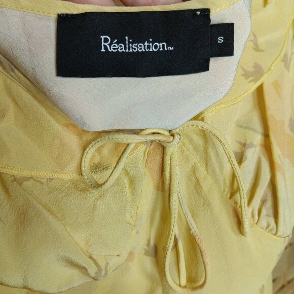 Realisation Par The Hazel In Zinnia Floral Babydoll Silk Mini Dress Dainty - Picture 9 of 10